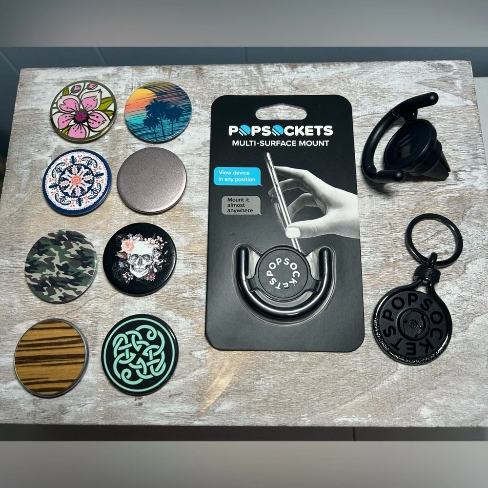 PopSocket pop tops, mounts and keychain holder